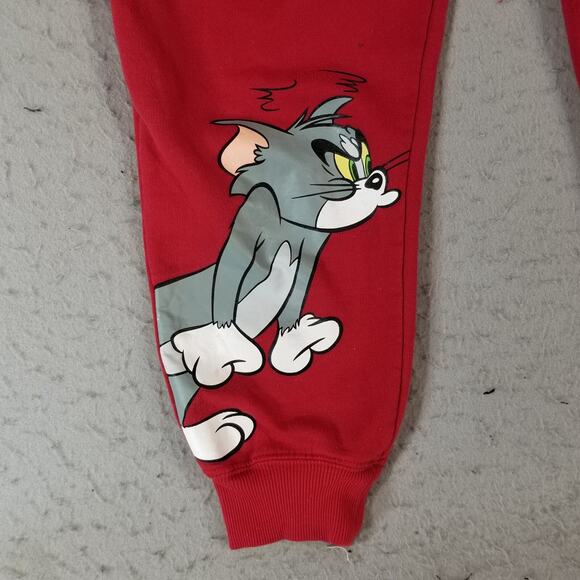 Tom and Jerry sweatpants lounge pants women's large red Pockets fleece flawed - Picture 7 of 12
